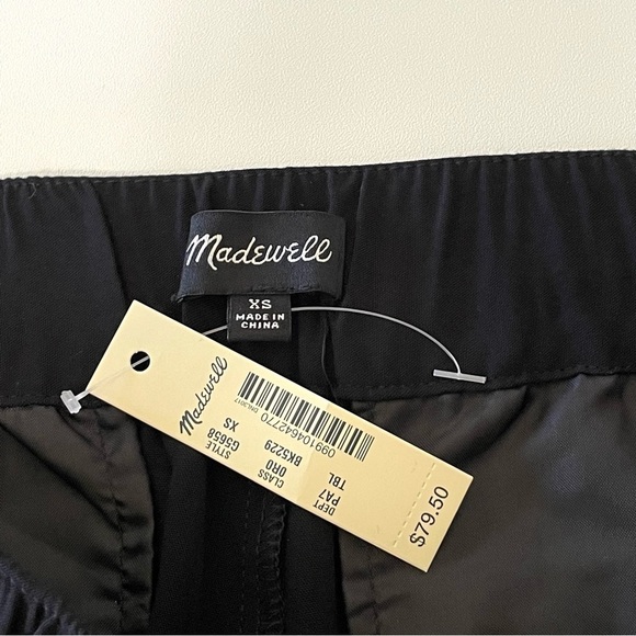 NWT Madewell Track Trousers Draped Drawstring Pull On Pant Black XS - Picture 14 of 15